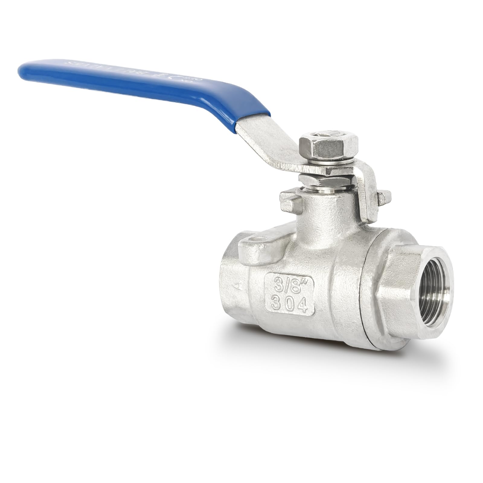 Photo 1 of 3/8" NPT Full Port Ball Valve, Female x Female Thread 2-Piece Ball Valve, Heavy Duty Ball Valve with Blue Locking Handles 1000WOG for Water Oil Gas (3/8", DN10)