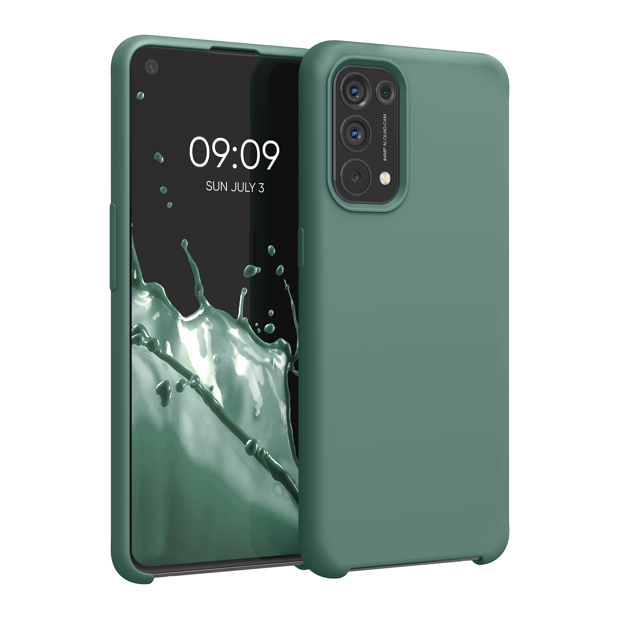 kwmobile Case for Oppo Find X3 Lite Case - Soft Cover - Shockproof Silicone - Wireless Charging Forest Green — image 1