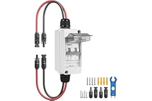 Pjerjzn Solar Panel Disconnect Switch 1000V 32A PV Disconnect Switch Outdoor Miniature Circuit Breaker IP65 for Solar PV Homes Battery