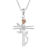 BlingGem Cross Necklace for Women 925 Sterling Silver Birthstone Necklace for Womens Cross Pendant 5A Cubic Zirconia 12 Birth Months Birthday Gifts for Women Wife Her