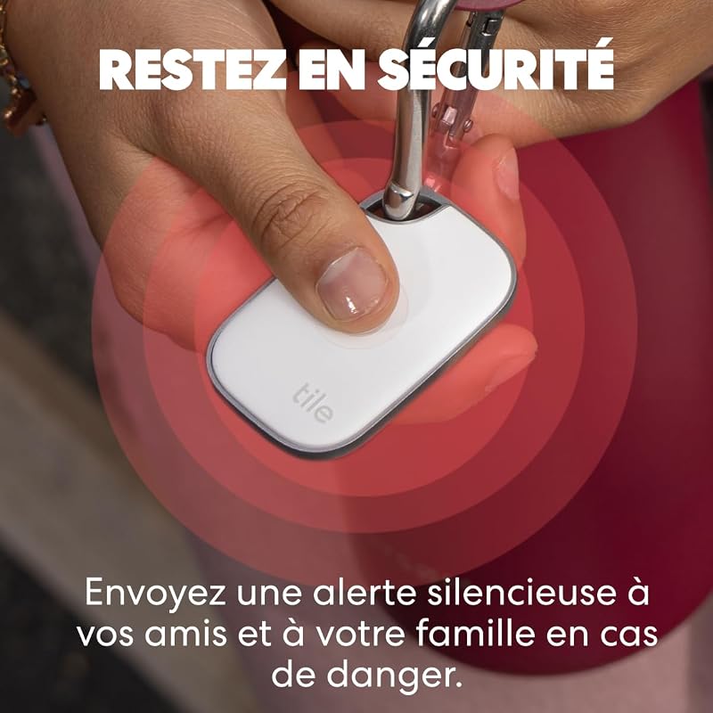 Tile Pro - Tracker Bluetooth Puissant, détecteur de clés et localisateur d'objets pour clés, Sacs & Autres. Compatible avec iOS & Android. Tracker de téléphone. Lot de 4 (Noir/Blanc)