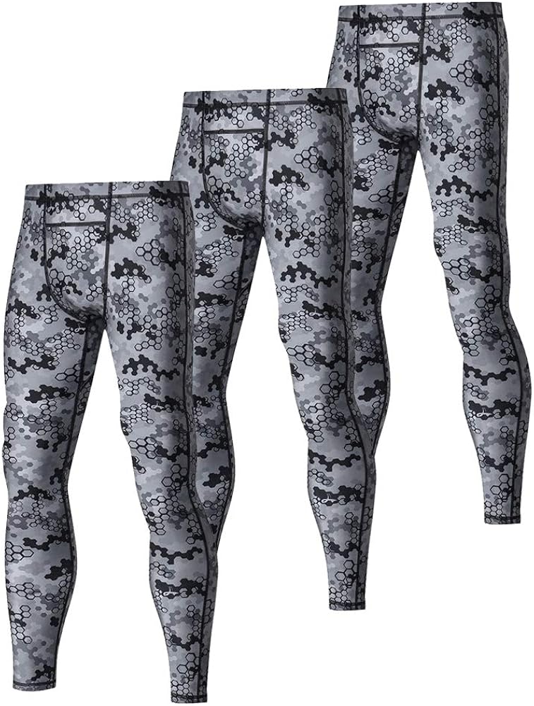 LAFROI Men's 3Pack UPF 50+ Baselayer Quick Dry Cool Compression Tights Pants Leggings (Dark,XXL