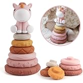 Nueplay 6-Piece Stacking Ring Set, STEM Learning Toy for 1 Year Old Girl | Soft &amp; Textured, Squeaky Rings, Logic Training, Aesthetic Nursery Decor, Photo Prop, Ideal Gift for Kids