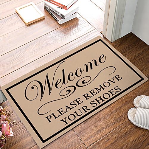 Chic D Welcome Doormat, Please Remove Your Shoes Indoor/Outdoor Non-Slip Rubber Welcome Mats Floor Rug for Bathroom/Front Entryway