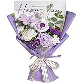 Tokatan Completed Purple Crochet Flowers Bouquet, Handmade Knitted Bouquet, Crochet Artificial Flowers for Mother's Day Birthday, Wedding Home Decor, Gifts for Mom (Purple Tulip)
