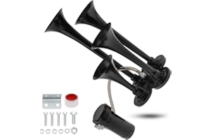 DriSentri Train Horns Kit, 4 Trumpet Air Horn Kit, 12V 185db Super Loud Train Horns for Pickup Trucks, Four Trumpet Air Horn with Compressor for Vehicle Cars Trucks Pickup Trains Lorrys Boats