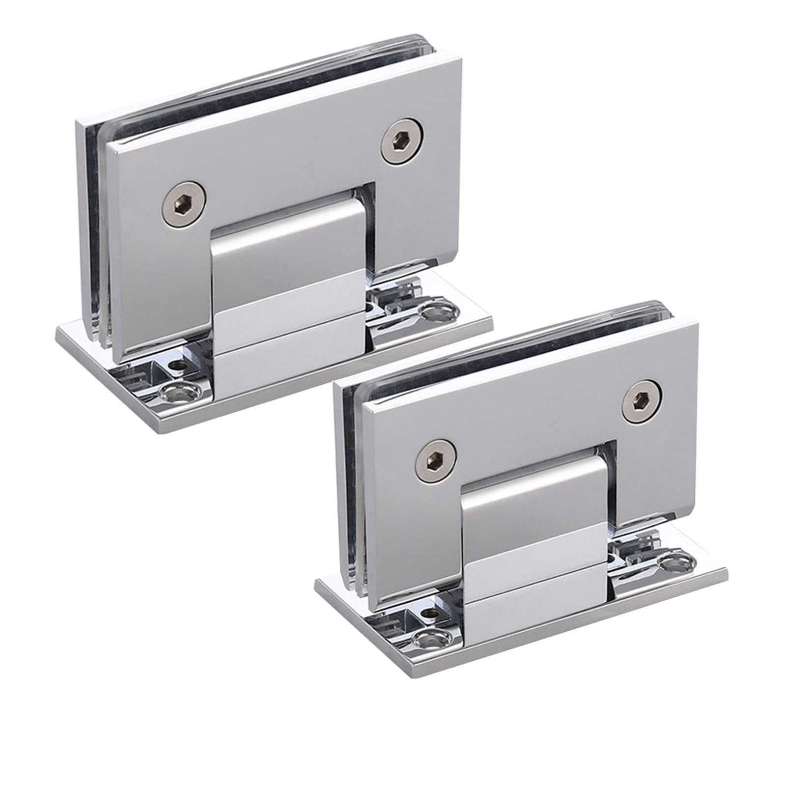 WANLIAN 2pcs Heavy Duty 90 Degree Glass Door Cupboard Showcase Cabinet Clamp Glass Shower Doors Hinge Replacement Parts Wall-to-Glass (2pcs Chrome)