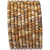 BEADIA Natural Brown Picture Jasper Short Cylinder Beads 2x3mm 155pcs Tube Loose Semi Gemstone Beads for Jewelry Making Design
