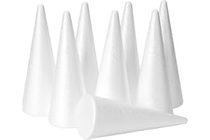 YURN Craft 8 Pack Foam Cones for Crafts, Foam Trees Cones, 2.91×7.87 in Cones Shaped Foam for Christmas Decorations, Gnomes, and DIY Art Projects.