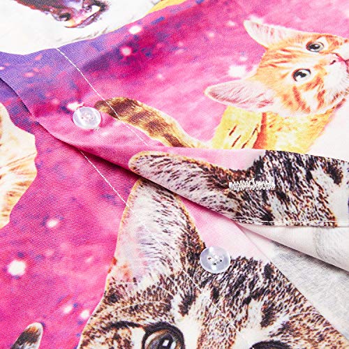 TUONROAD Shirt Mens Taco Cat 3D Printed Ugly Shirt Short Sleeve Casual Tropical Holiday Hawaiian Shirt Retro Button Dowm Funky Shirt M