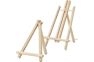 2 Pcs Tabletop Easels, 9 Inch & 17 Inch Wood, Easel Stand for Painting Canvases Art Crafts Tripod, Painting Party Easel, Kids