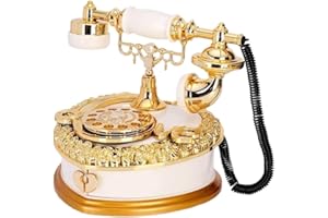 Cabilock Retro Phone Music Box - Vintage Telephone Decorative Storage Case for Home Charming Melodious Gift for Friends and F