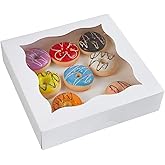 25-Pack 12"x12"x3"Large White Bakery Boxes with PVC Window for Pie and Cookies Boxes Small Natural Paper Box 12x12x3inch,Pack
