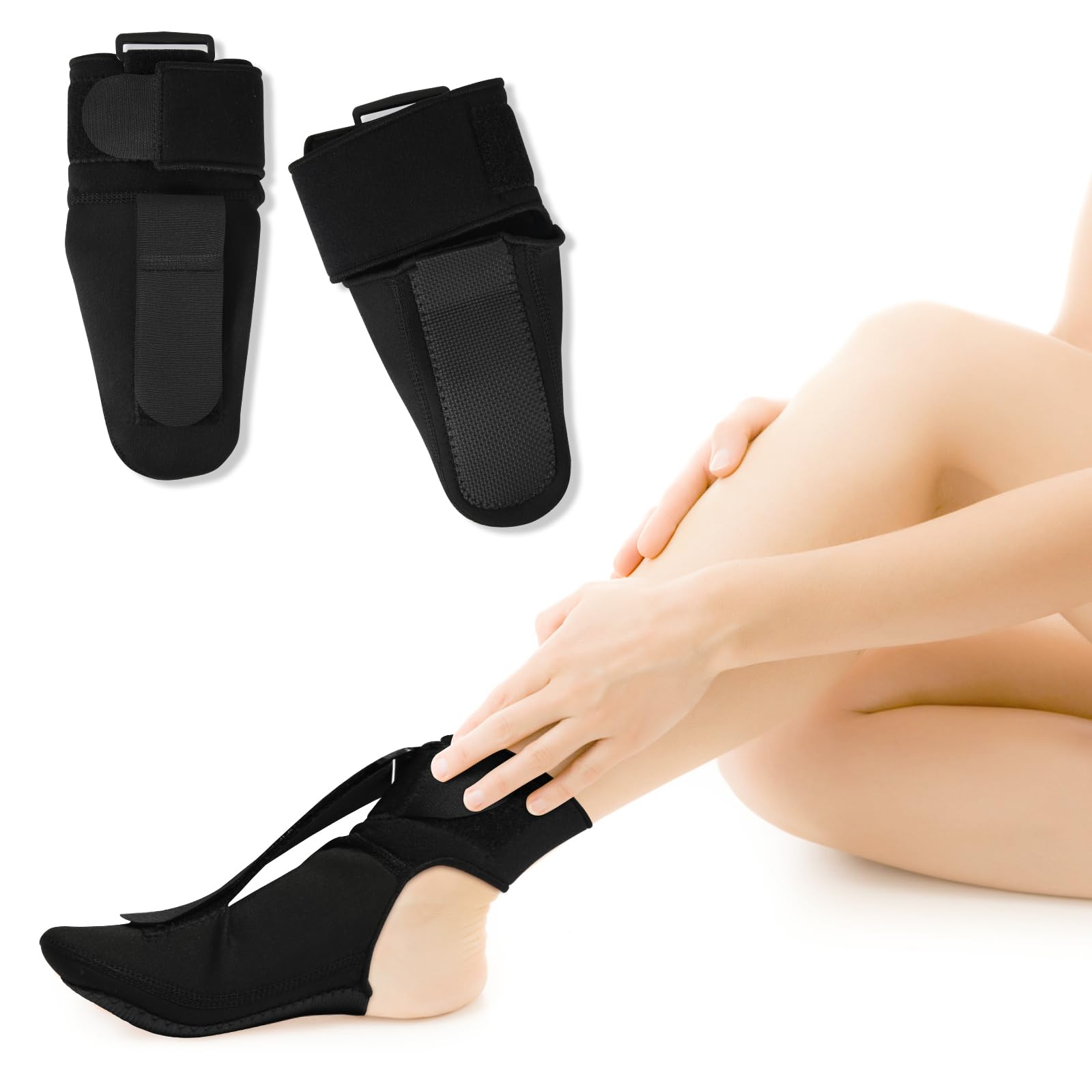 NQEUEPN 2pcs Plantar Splints, Adjustable Foot Support Braces Comfortable Plantar Fasciitis Splint Socks Night Splint Foot Drop Arch Support Foot Support Brace for Men Women (Medium)