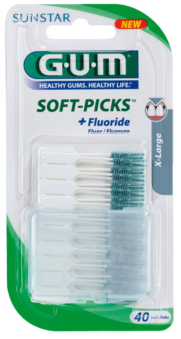 GUM Extra Large Metal Free Brushes, 40 Soft Latex-free Rubber Bristles Toothbrush Pack