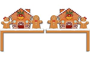 Pigort 2pcs Funny Christmas Door/Window Corner Decorations - Snowman Santa Windows Walls DIY Craft for Christmas Party Ornament (Gingerbread)