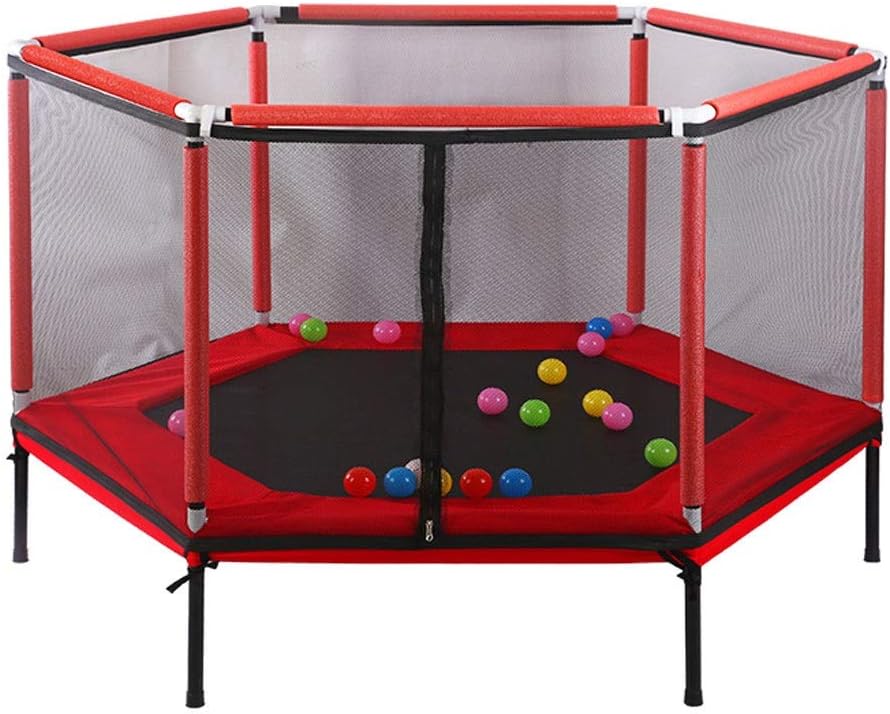 Children's Trampoline Home, Indoor Mute Hexagonal Jumping Bed, Fitness Belt Net Family Toys