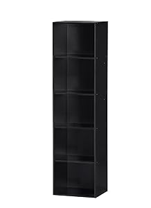 Hodedah 5 Shelve Bookcase, Black