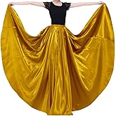 Backgarden Ladies 20 Yard Elegant Satin Long Full Skirt for Ballroom Belly Dance Performance Costume Dress