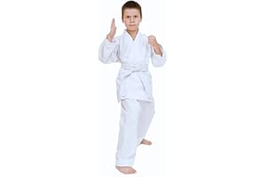 KNOCKOUT FIGHT GEAR Lightweight Karate Gi Kids Men Women For Training, martial arts clothing gear Karate Outfit With Free White Belt