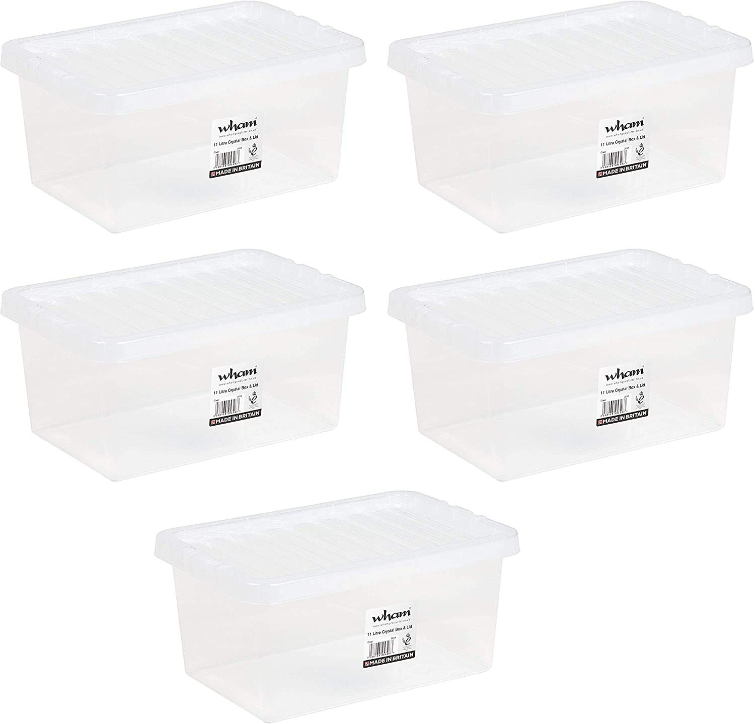Buy Wham 15 X 11L Litre Home Office Clear Plastic Stackable Storage