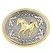 Western Rodeo Running Horse Belt Buckle Oval Engraved Star Pattern belt buckle
