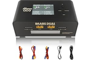 Gens Ace Lipo Battery Charger Imars Dual Smart Lipo Charger 15A AC 200W DC 600W RC Charger（Black）