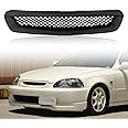 Kspeed Front Bumper Grille Fit 1996 1997 1998 for Civic CX/DX/EX/LX/HX,ABS Plastic Type-R Black Mesh Front Upper Grill Guard Replacement Part