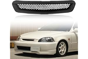 Kspeed Front Bumper Grille Fit 1996 1997 1998 for Civic CX/DX/EX/LX/HX,ABS Plastic Type-R Black Mesh Front Upper Grill Guard Replacement Part
