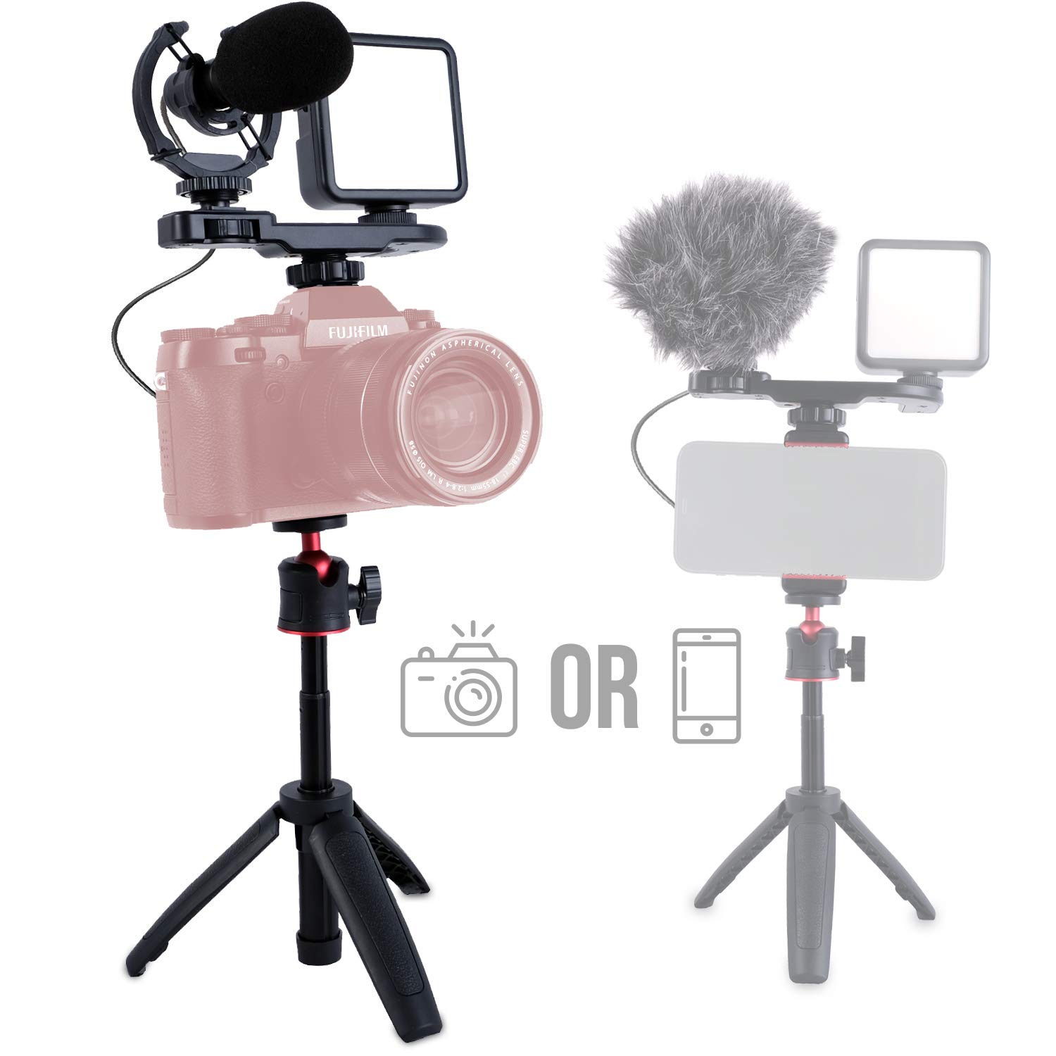 Inov8 Complete Home Vlogging Kit - Smartphone Camera, Video Full Kit with Extendable Tripod & Filming Handle, Smartphone Holder & Mounts, Accessory Bracket, 81 LED Video Light and Shotgun Microphone — image 1