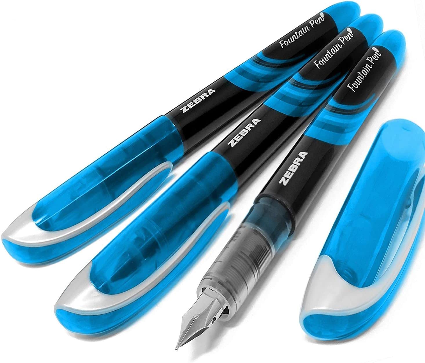 Zebra Fuente - Disposable Fountain Pen - Light Blue Ink (Pack of 3)