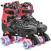 Kuxuan Skates Roller Skates for Girls and Boys Kids, 4 Sizes Adjustable Fun Kids Toddler Rollerskates with Light up Wheels for Teens Women Indoor Outdoor