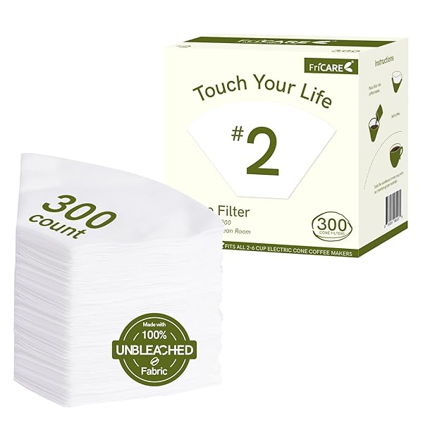 FRICARE FRESH CONE COFFEE FILTERS #2, UNBLEACHED WHITE,...