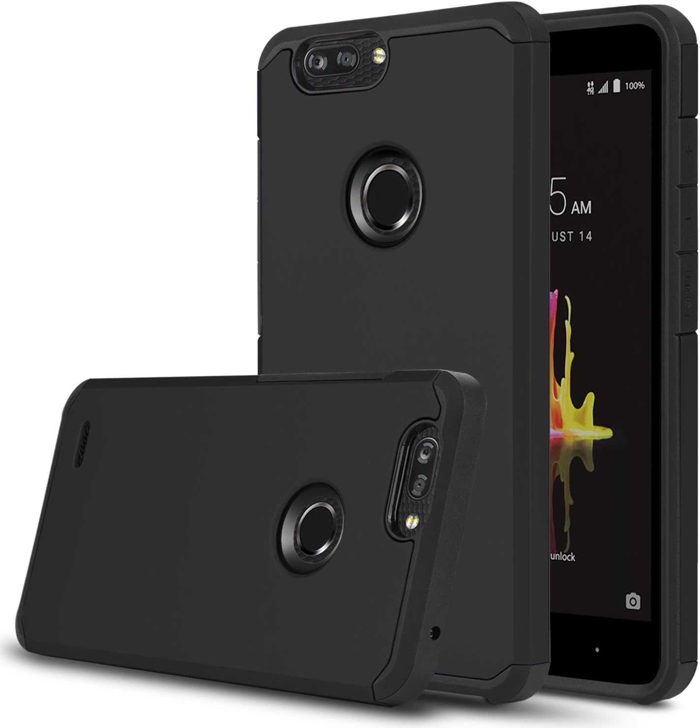 Venoro Shockproof Slim Anti Scratch Hybrid Dual Layer Armor Defender Protective Phone Case Cover Compatible with ZTE Z982/ZTE Blade Z Max/ZTE ZMax Pro 2/ZTE Sequoia(Black)