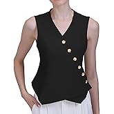 Foucome Vest for Women V Neck Button Up Asymmetrical Hem Dressy Casual Suit Vest Waistcoat