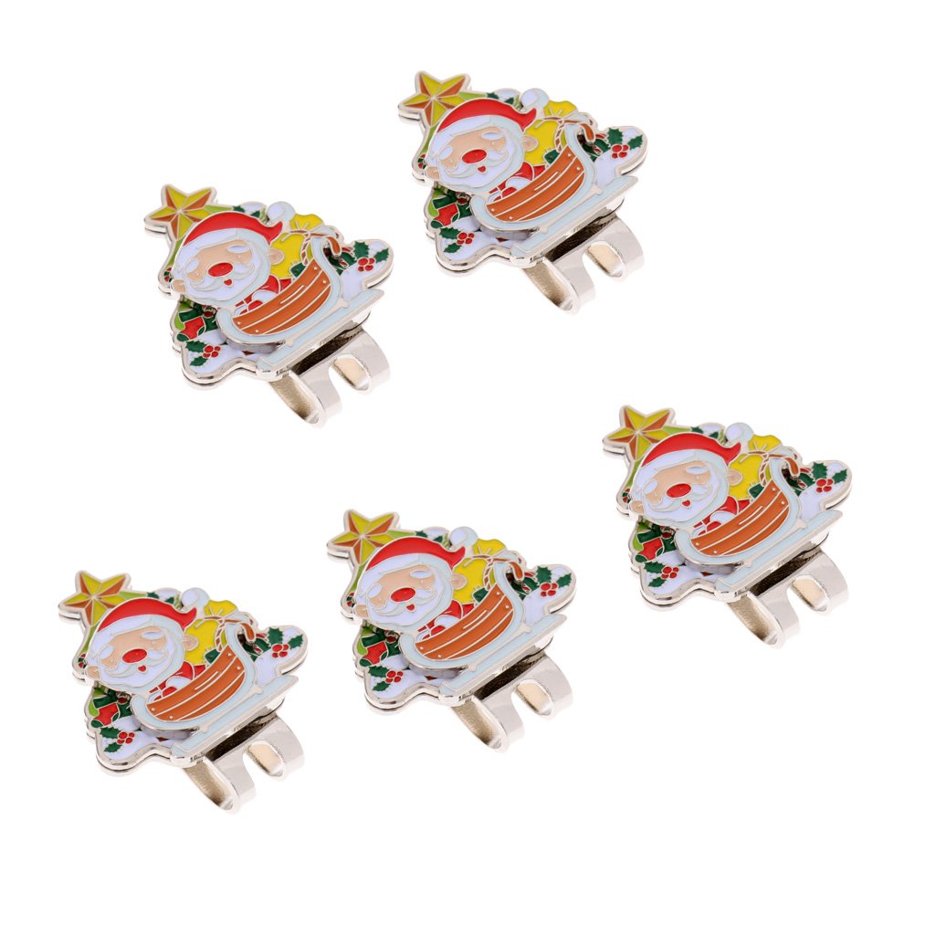 Monkeyjack B076t5qtgd 5ピース パック品質サンタクロースmagnetizedキャップバイザークリップ式ゴルフボールマーカーniceクリスマスギフト ゴルフマーカー 期間限定キャンペーン Amansbistropa Com