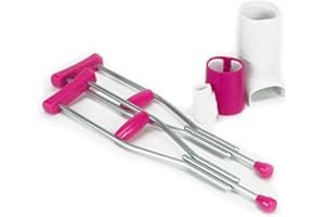 Sophia's Doll Cast & Crutches 4 Piece Accessory Set with Pretend Underarm Crutches, Arm Cast, Leg Cast, and Bandage for 18" Dolls, Pink