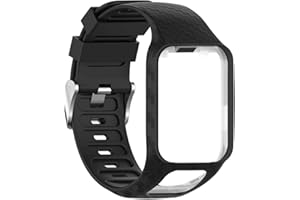 MOTONG for Tomtom Adventurer Band - Silicone Replacement Wrist Band Strap for Tomtom Adventurer/Tomtom Golfer 2/Tomtom Runner 2/3 /Tomtom Spark/Spark 3(Black)