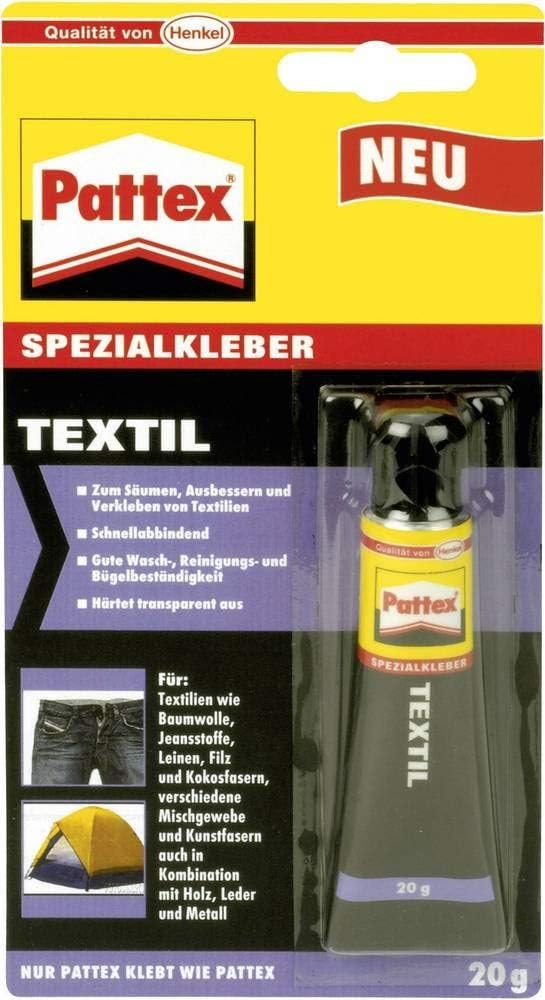Pattex PXST1 Spezialkleber Textil, für gewebte Stoffe, Tube mit 20 g