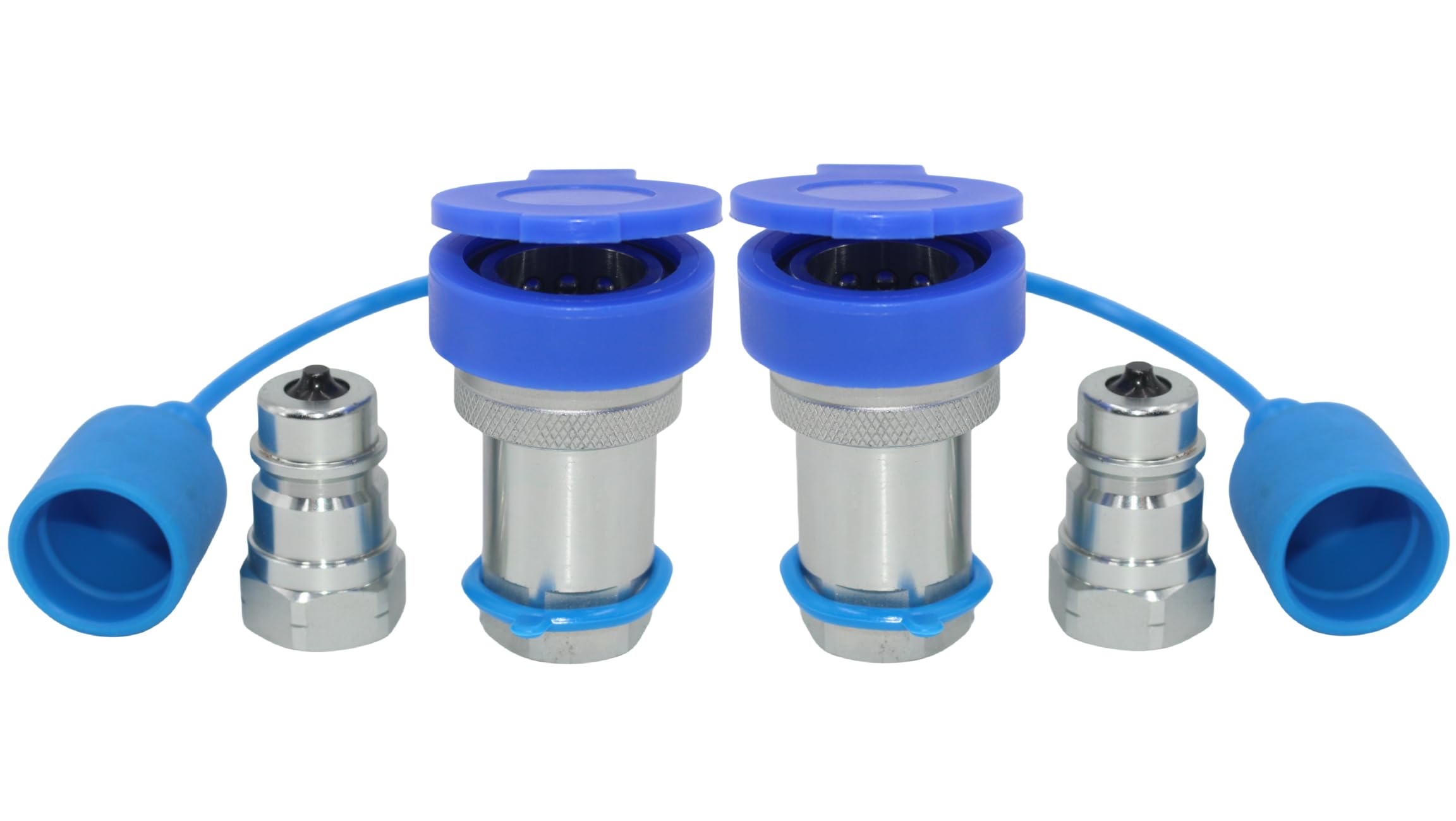 Photo 1 of 1/2'' Ag Hydraulic Tractor Quick Connect Couplers Hydraulic Quick Connect Couplings Replace NV 12 NPT M/F ISO7241-1A /ISO5675 LSQ-S1-04 1/2'' NPT 2 Sets with Dust Caps