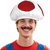 MCJC Mushroom Hat Halloween Red White Spotted Toad Costume for Adult Cosplay Headwear Party Toadstool Hat Accessory