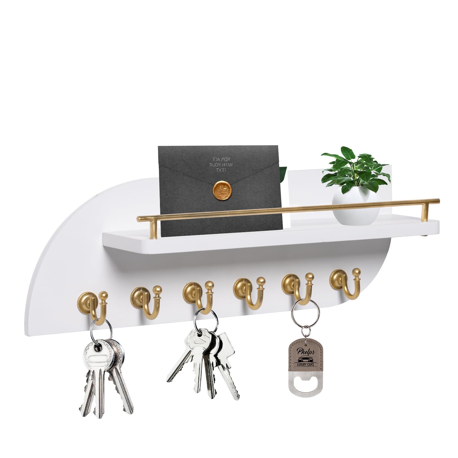 Gold Key Rack Karisky Key Holder for Wall, Decorative Key and Mail Organizer with 6 ...