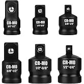 6pcs Impact Socket Adapter and Reducer Set | 1/4" 3/8" 1/2" Impact Adapter Set Breaker Bar WrenchConversion Kit Mechanic tools