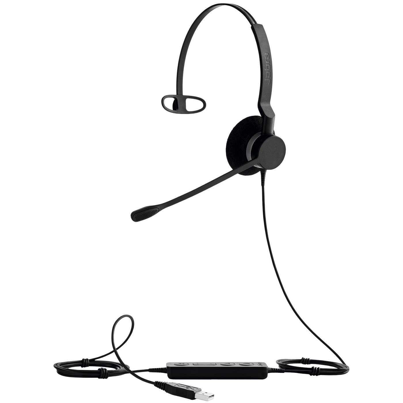 Jabra Biz 2300 USB-A UC On-Ear Mono Headset - Unified Communications Certified Noise-cancelling and Corded Headphone with Call Control Unit for Deskphones and Softphones