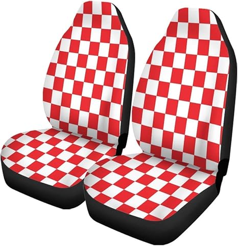 Fundas para asientos de coche Checker Patrón a cuadros rojo Tablero