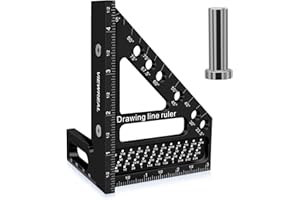 ViewReal Precision Multi-Angle Carpenter's Square - Versatile Aluminum Woodworking Tool with Laser-Etched Markings for Engineering & Construction