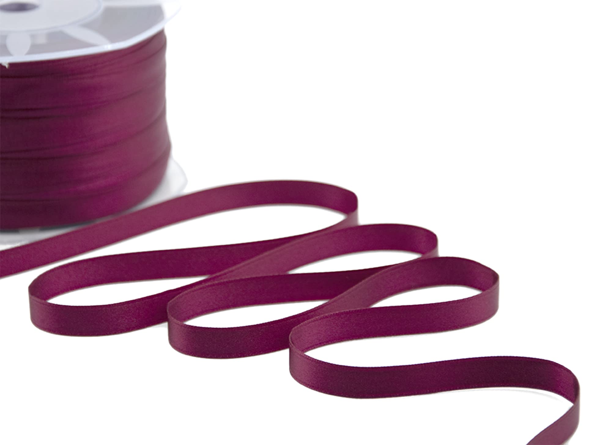 Furlanis - Double Satin Ribbon, Decoration, Gift, Christmas Packing, Wedding, Party, Made in Italy - Dark Burgundy, 10 mm x 25 m