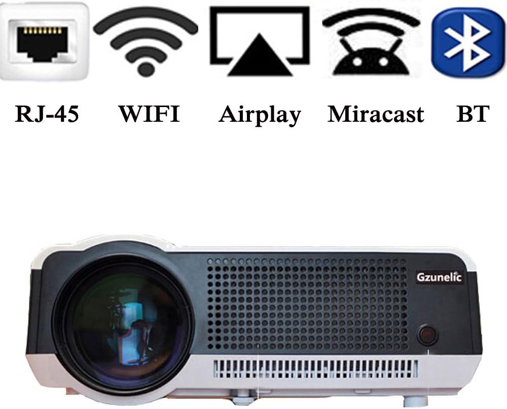 Gzunelic 6500 lumens Android WiFi 1080p Video Projector LCD LED Full HD Theater Proyector with Bluetooth Wireless Synchronize to Smart Phone by Airplay Miracast Ideal for Home Entertainment 99% New