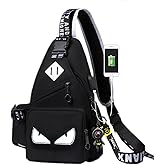 CUSALBOY Fashion One-Shoulder Backpack Youth Leisure Backpack With USB Port Earphone Hole, Cartoon Luminous Pattern