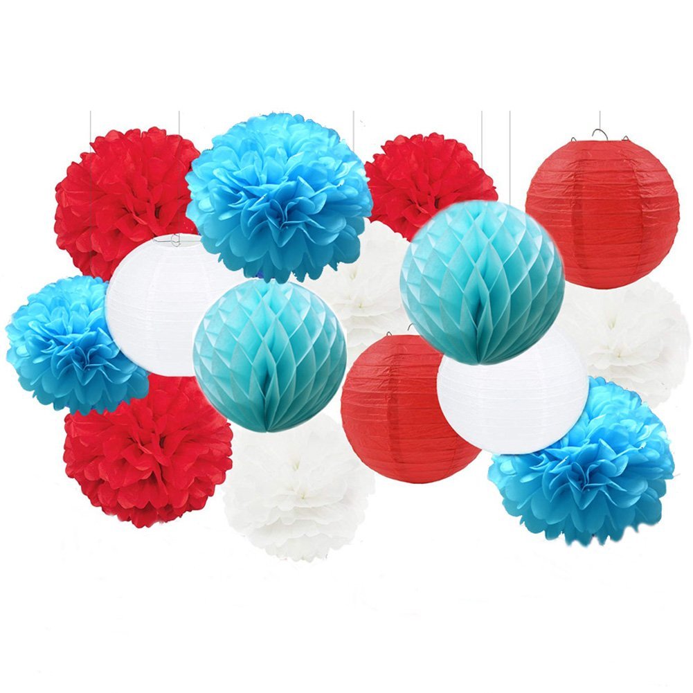 Napravi Rs Guirlandes Cotillons Et Confettis Decorations Vohoney Decorations Anniversaire Rouge Blanc Bleu Decorations Fleur Papier Lanterne Papier Banniere Decoration Fete Pom Papier Lanternes De Papier Honeycomb Balls Bebe Douche Pepiniere De